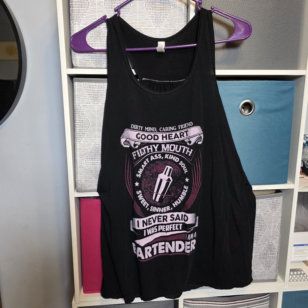 Bella Canvas Black Tank Top with Bartender Graphic